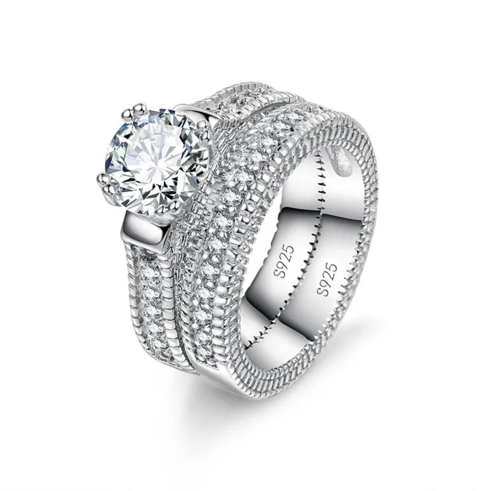 Elegant Engagement Women Formal Sterling Silver Ring